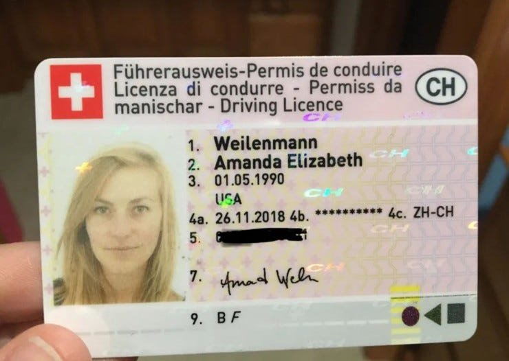 Real Switzerland Drivers License